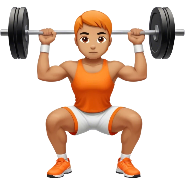 orange and white clothes athlete weighted squats emoji