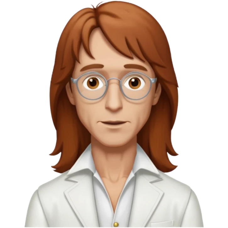 Robin Gibb brown eyes, long auburn hair, white outfit emoji