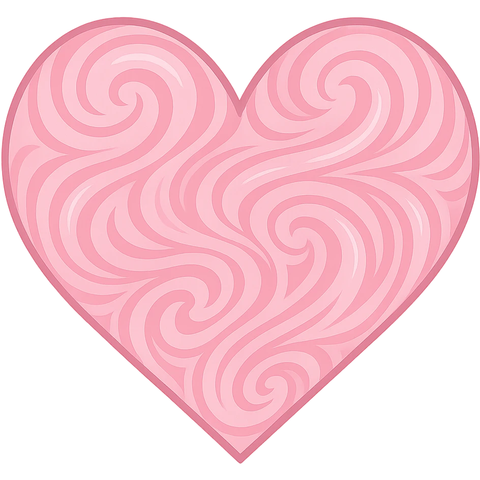 heart with a swirling bubblegum pink pattern, digital illustration, no background emoji