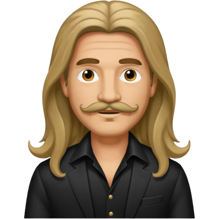 long haired man with mustache with night club outfits emoji