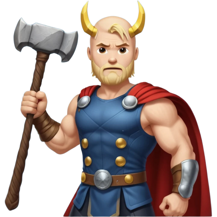 Bald Norse god Thor, with hammer and lightning  emoji