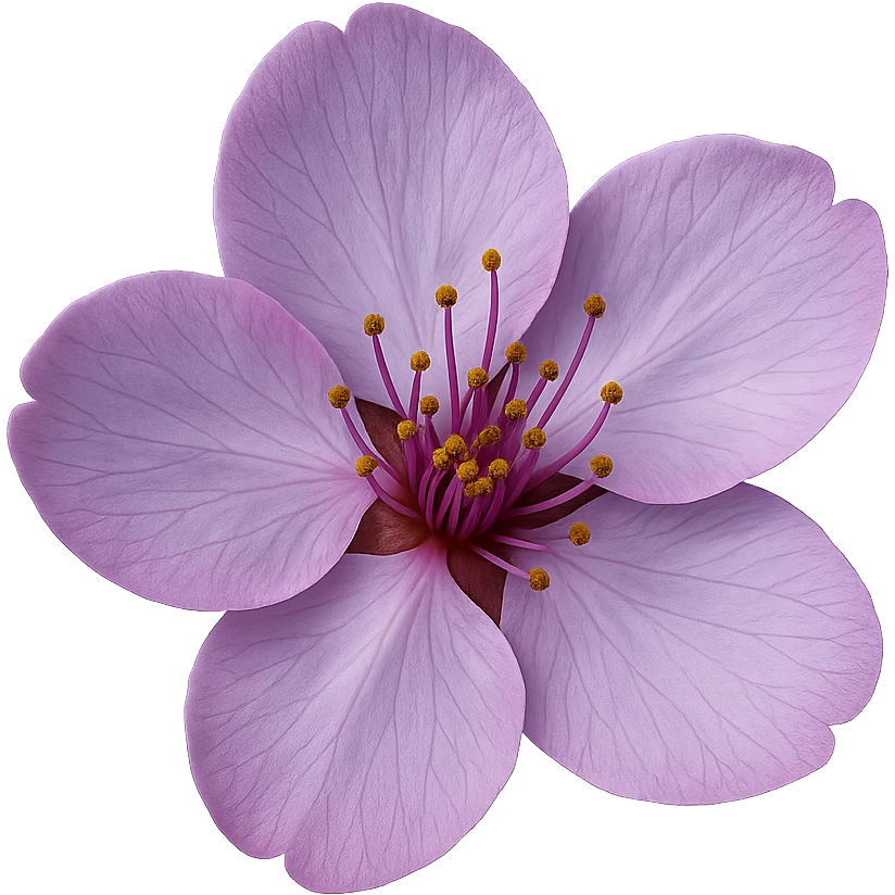 show  one purple cherry blossom, remove background emoji