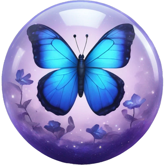 blue violet butterfly inside a magical dream sphere emoji