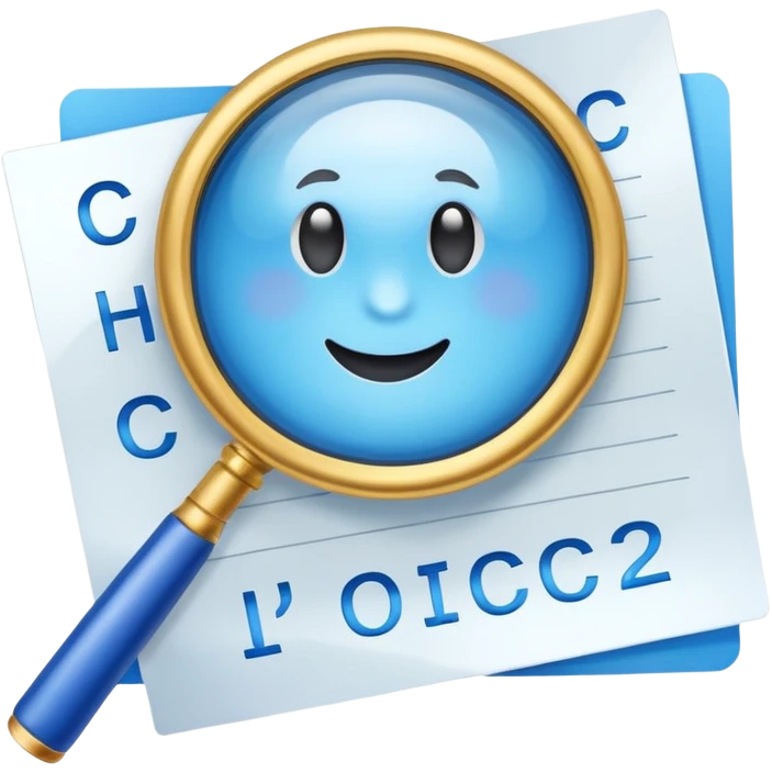  lente di ingrandimento foglio con scritte a risposte multiple blu emoji