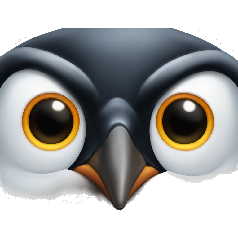 A penguin with mad eyes emoji