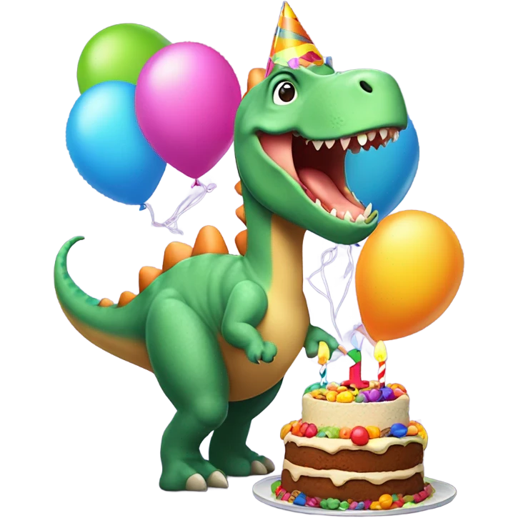 Happy dinosaur saying happy birthday emoji