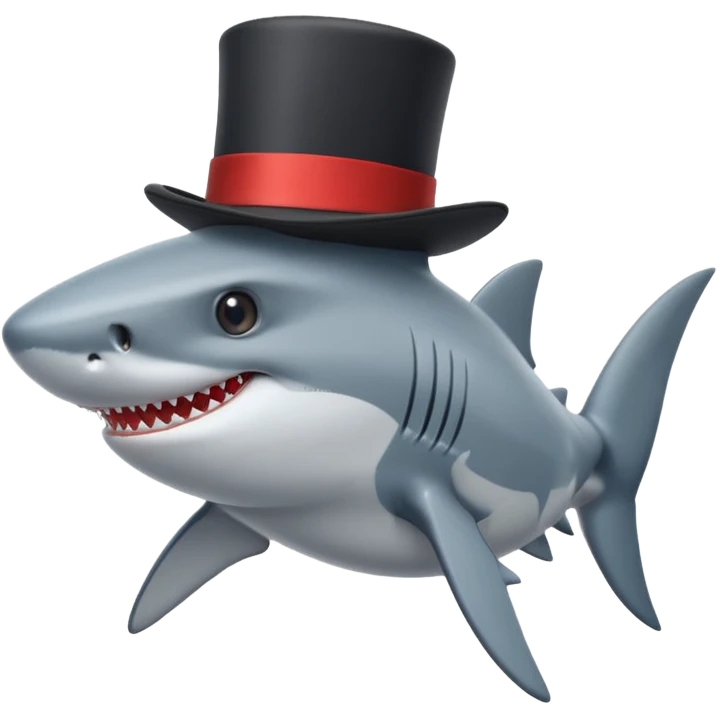 Shark with a top hat emoji