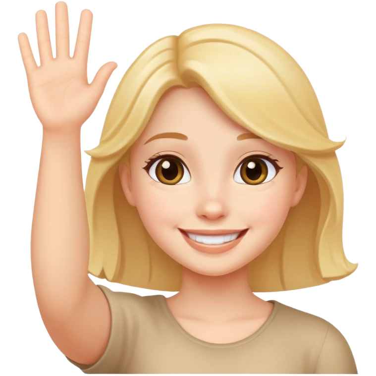 a cute girl waving hello emoji