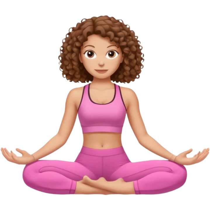 White girl with brown curly hair pilates pink emoji
