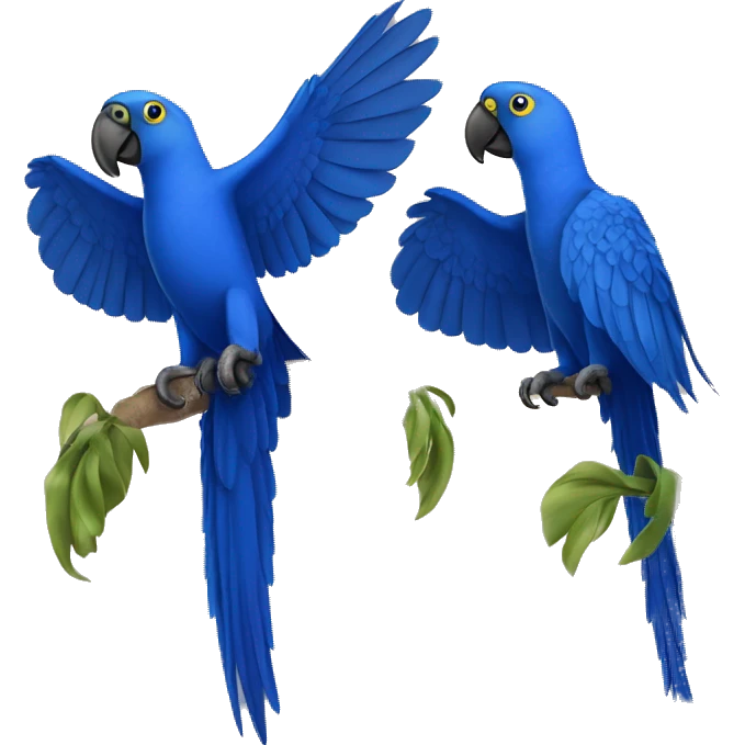 Hyacinth Macaw pair flying emoji