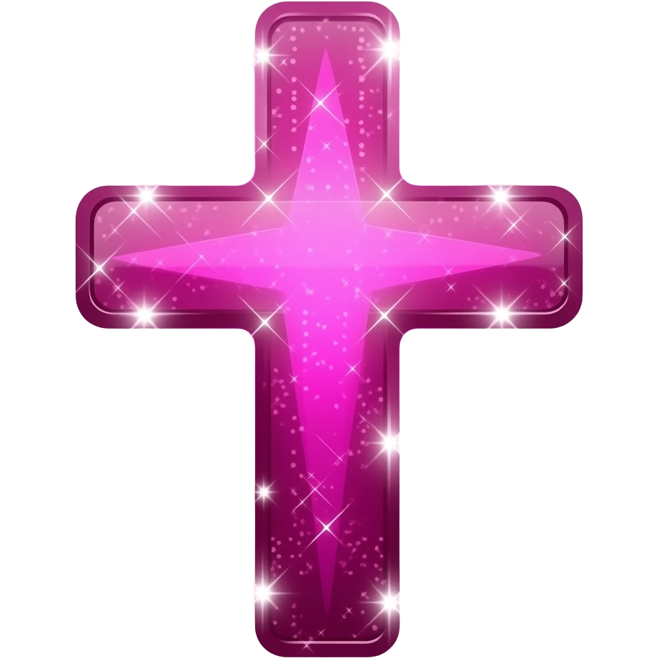 cruz sagrada cor deep pink com brilho emoji
