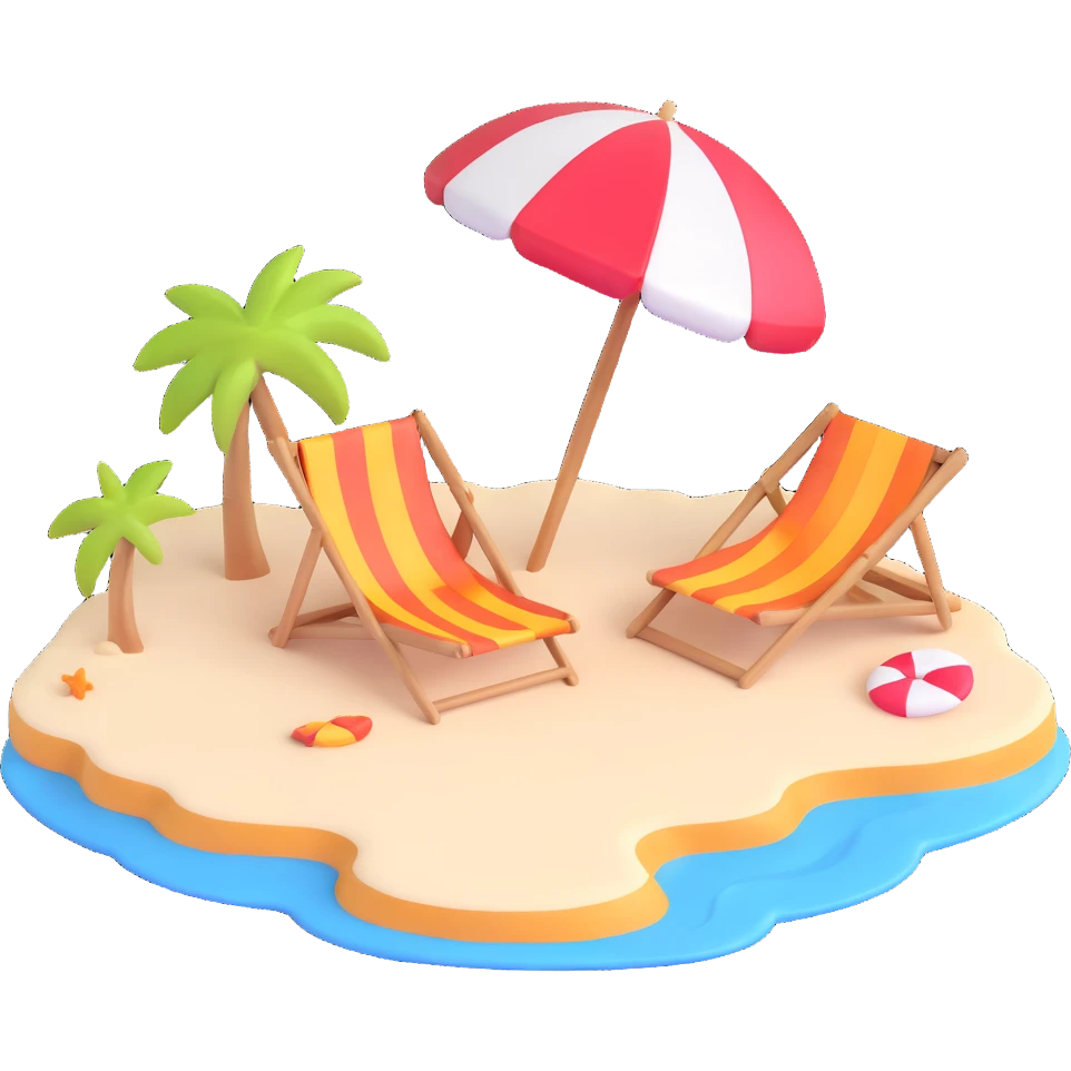 beach with sun and parasol emoji