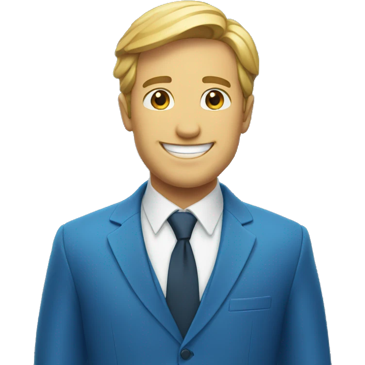 smiling man in blue suit emoji