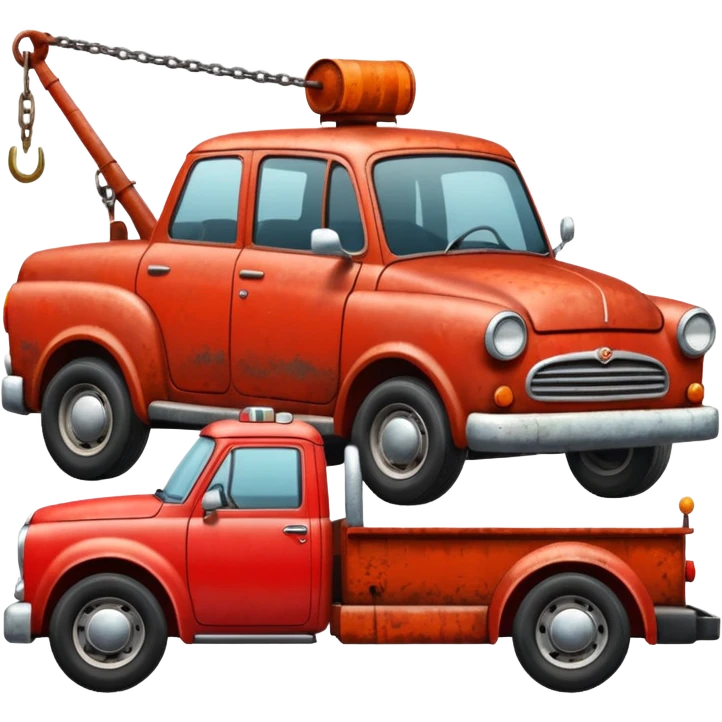 A car towed by a towing truck  emoji