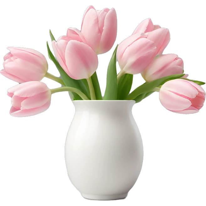 Light pink tulips in white vase emoji