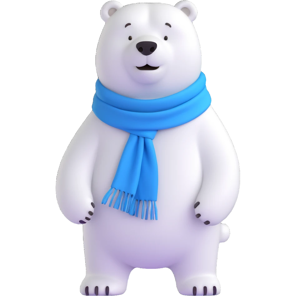 icebear with a blue scarf, clean and friendly emoji