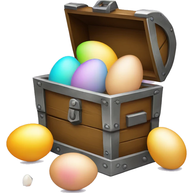treasure chest with three eggs for easter emoji