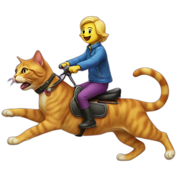 cat on lsd riding a dog emoji