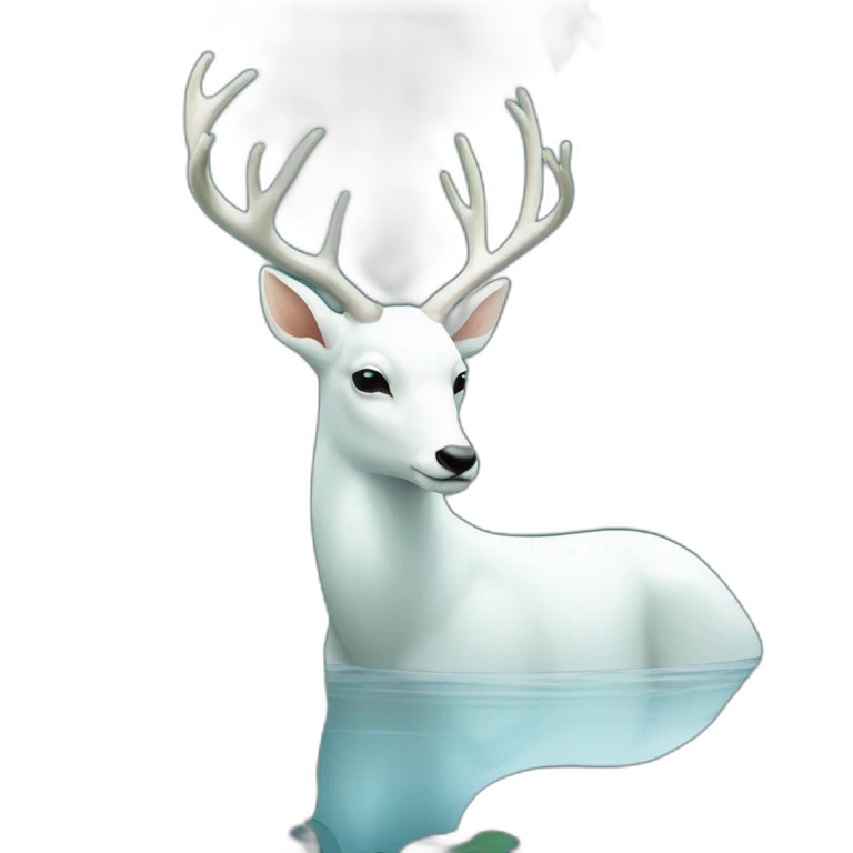 white deer reflected in the water mirror emoji