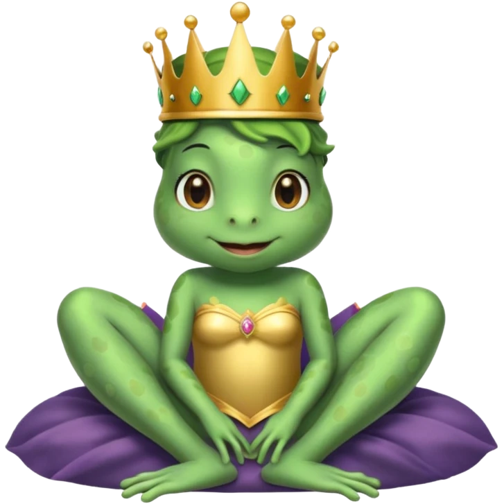 cute frog princess sitting on bed emoji