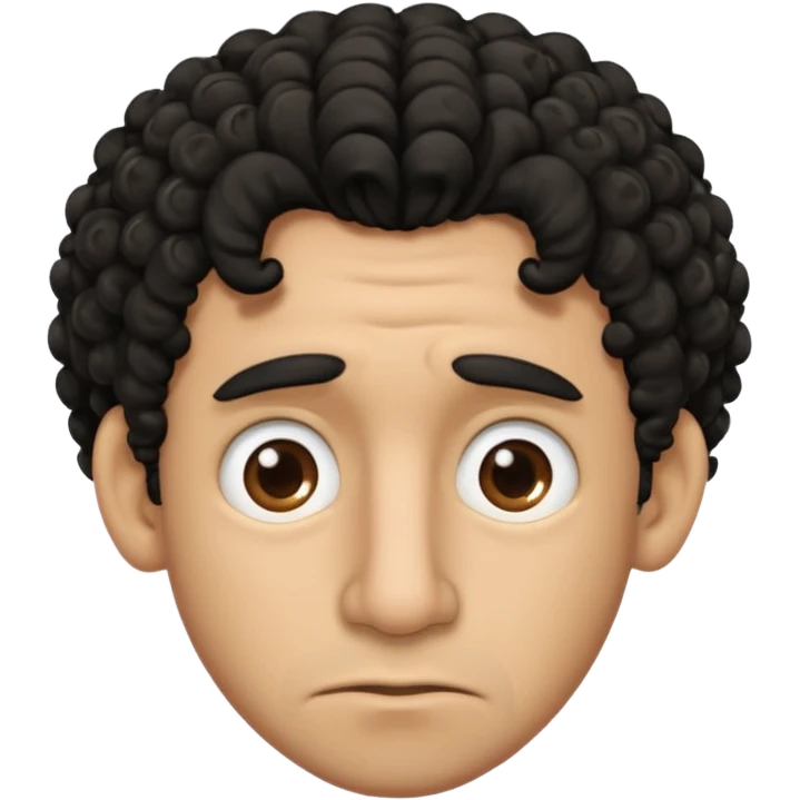 Light brown man with curly black hair and a big nose that’s frowning emoji