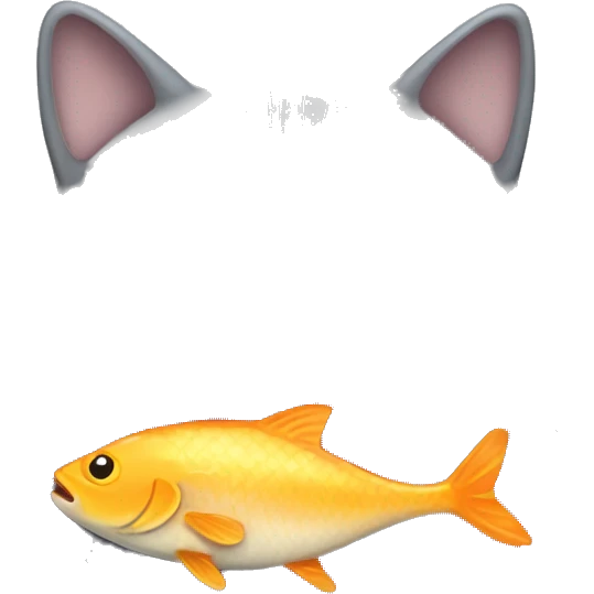 Fat grey cat with fish emoji
