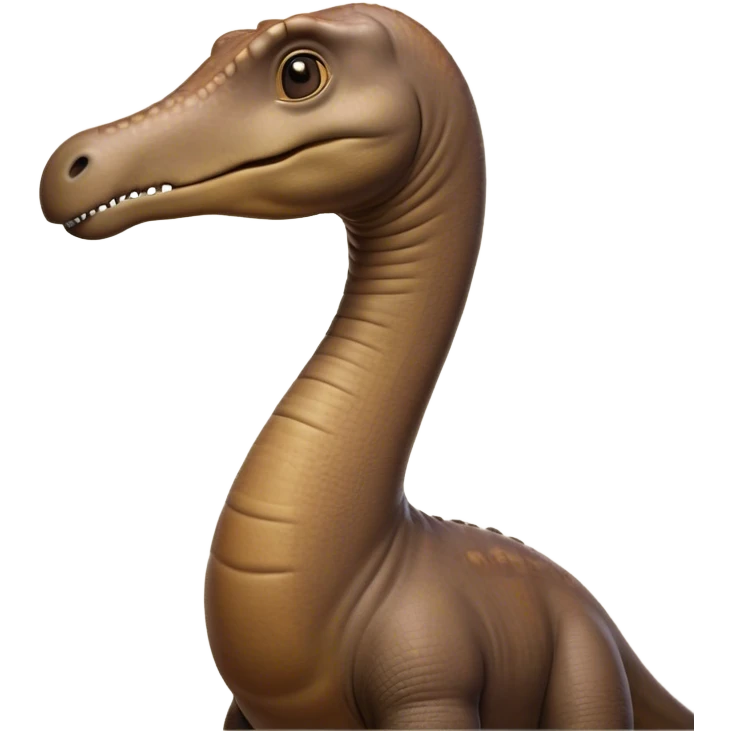 Cinematic Noble Brontosaurus Portrait Emoji, Poised and majestic, with a colossal, elongated neck stretching gracefully from a massive, sturdy body draped in warm, earthy tones, a gentle, wise face with soft, observant eyes, and a long, elegant tail, Simplified yet grandly defined features, highly detailed, glowing with a soft, ancient luminescence, high shine, intelligent and serene, stylized with an air of prehistoric grandeur, focused and calm, soft glowing outline, capturing the essence of a watchful and confident Brontosaurus that appears ready to loom out of the screen with effortless majesty! emoji