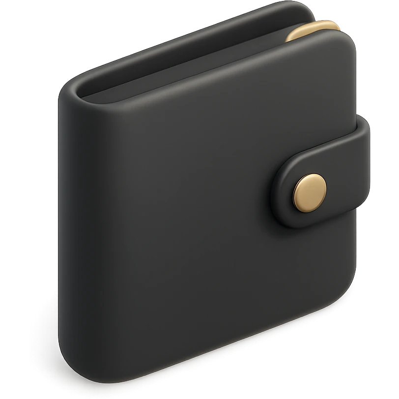 a wallet in 3D black style emoji