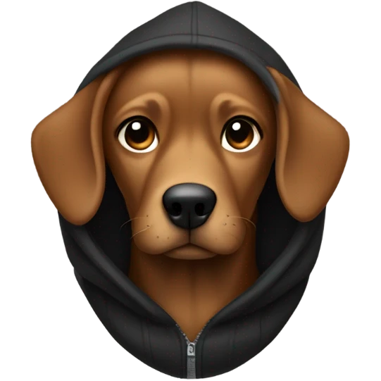 Brown dog wearing black puffer hoodie  emoji