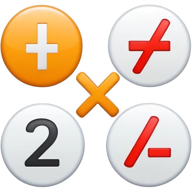 Four basic math operation symbols: plus, minus, multiplication, division emoji