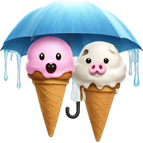 Raining ice cream and piggy emoji