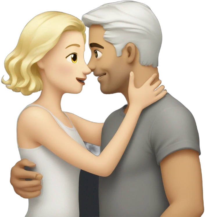 White man - short grey hair - no facial hair - kisses blonde girl  emoji