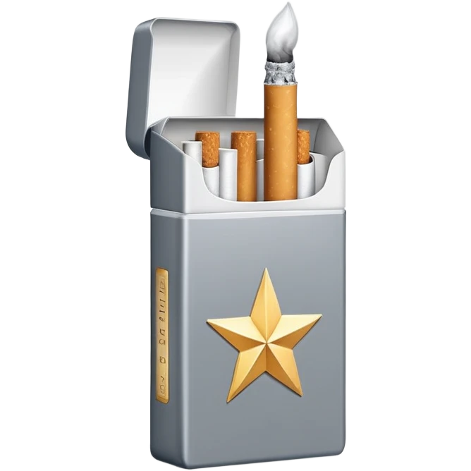 7 stars grey shining cigaret pack with a few little white cigaret inside emoji