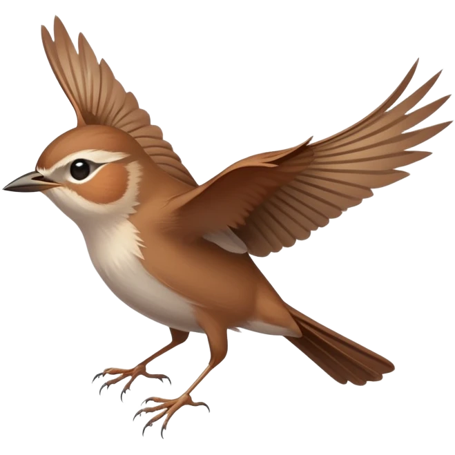 Cetti's warbler bird flying with wings spread emoji