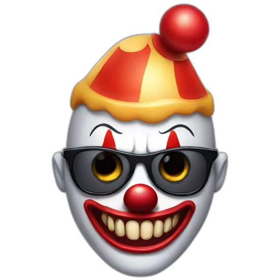scary clown with sunglasses and opened jaw emoji