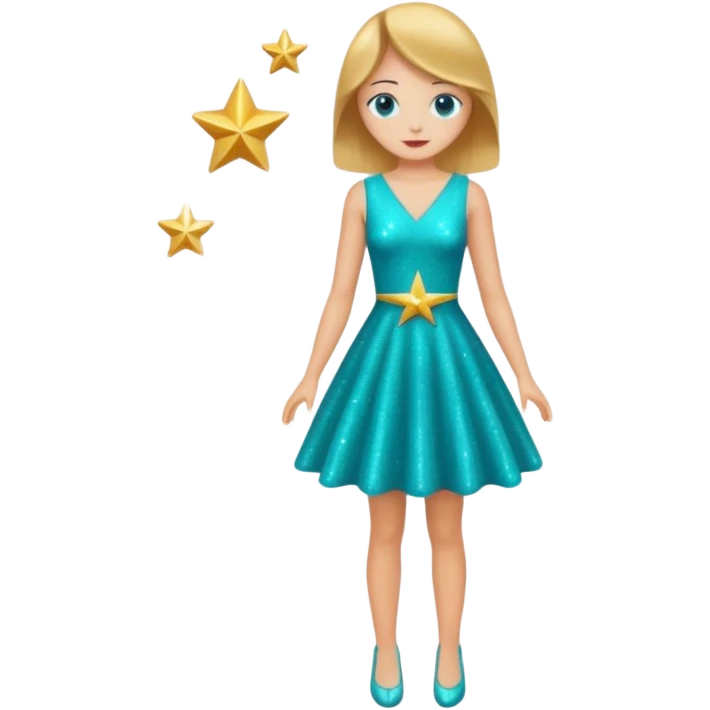 star wearing a turquoise dress shaped into a star not a person emoji