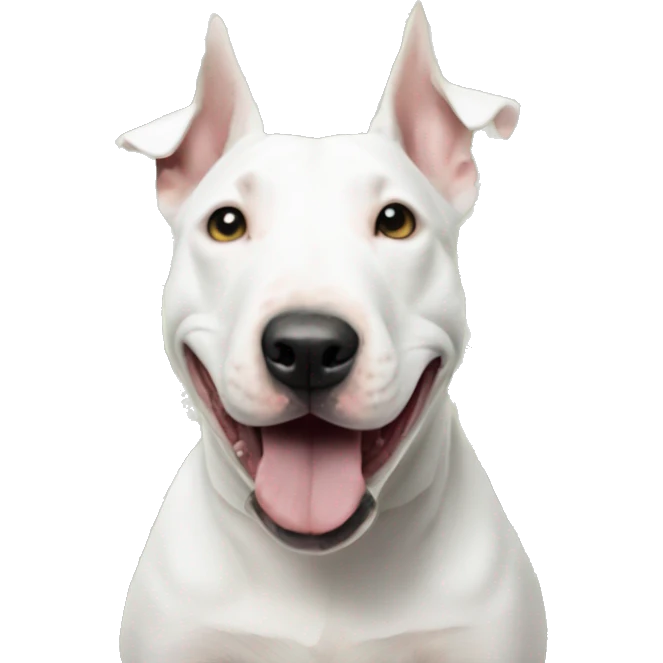 A White Bull terrier with lots of money around him  emoji