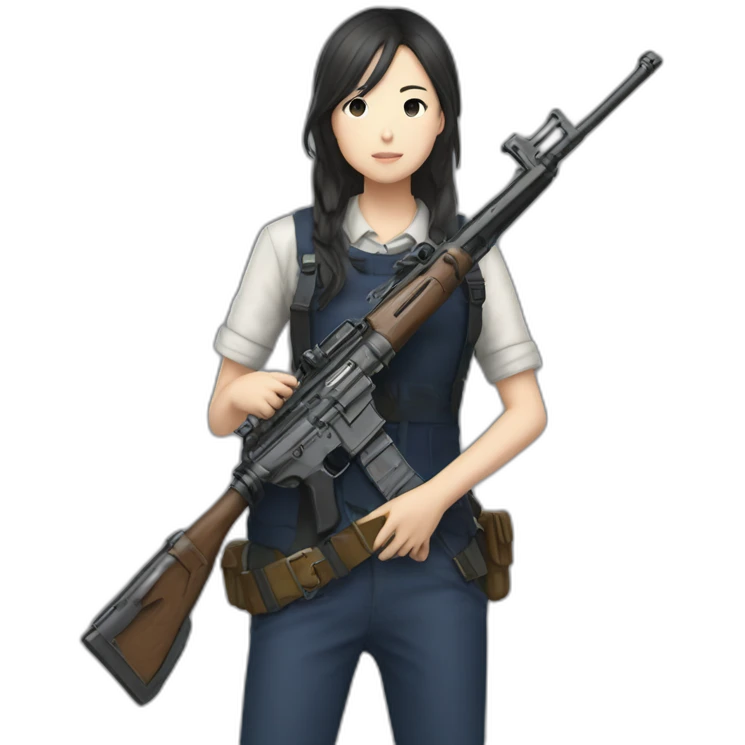 Marin Kitagawa con un rifle emoji