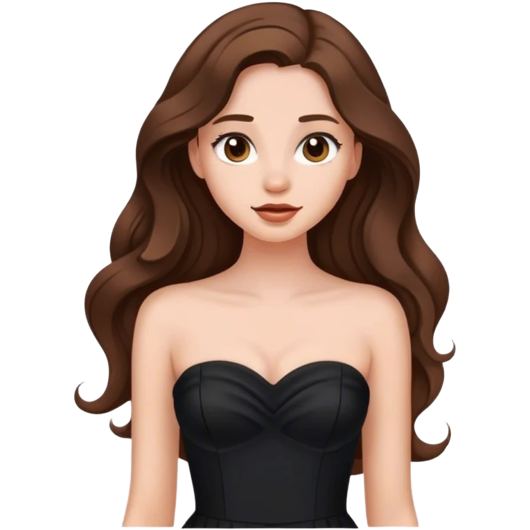 girl with long wavy hair in black strapless dress  emoji