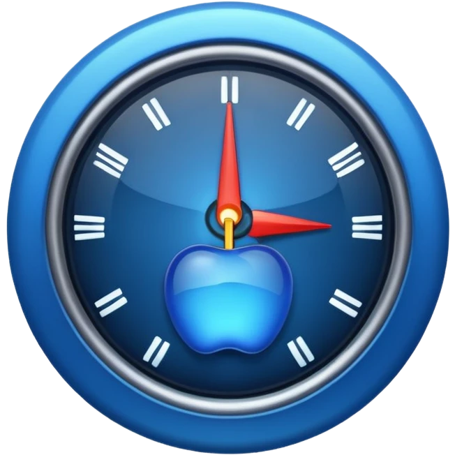 a gauge, deep blue color with a subtle glow, no numbers or text, clean and simple, apple emoji style emoji