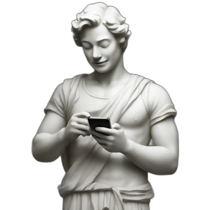 Statue with mobile phone  emoji