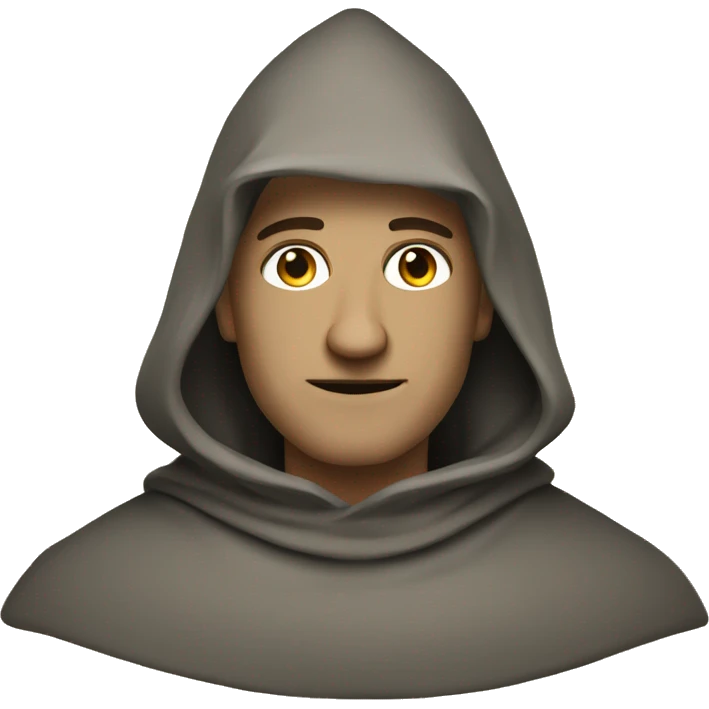 “14th-century man in a tunic, cloak, and hood, medieval style, emoji design.” emoji