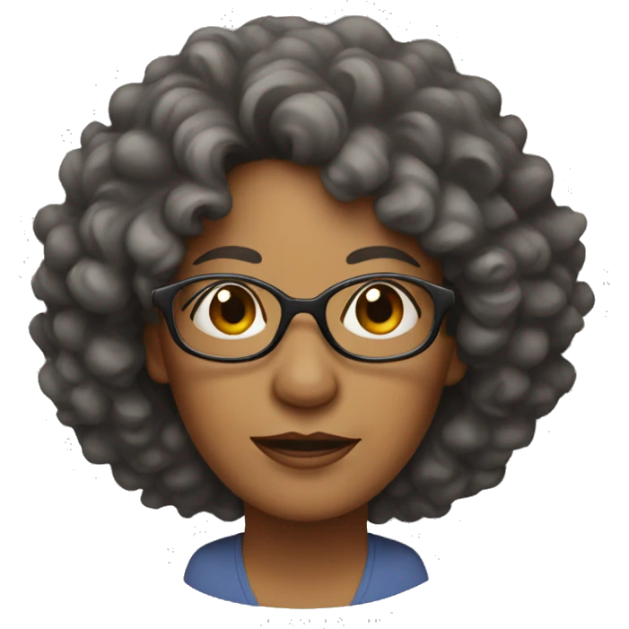 middle age woman with glasses and curly hair emoji