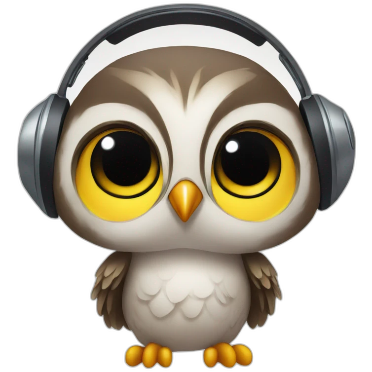 baby owl-with-headset emoji