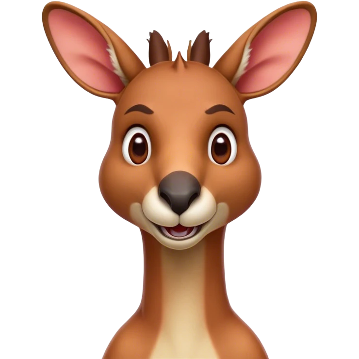 Cinematic Comical Adult Red Kangaroo Portrait Emoji, Head tilted dramatically with an exaggeratedly shocked expression, featuring a robust, dynamic build with a uniquely red kangaroo-shaped head sporting an elongated snout and wide, comically expressive eyes full of playful disbelief, Simplified yet hilariously expressive features, highly detailed, glowing with a slightly sassy outback glow, high shine, dramatic yet playful, stylized with an air of cheeky wild mischief, soft glowing outline, capturing the essence of a meme-worthy kangaroo that looks ready to bound its way into viral fame! emoji