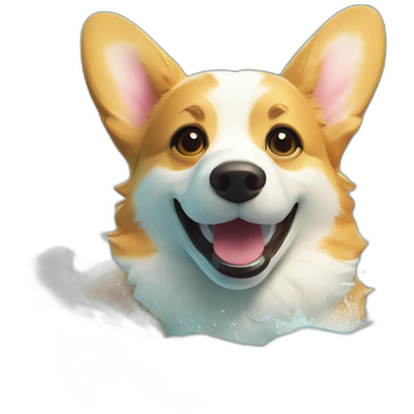 Swimming corgi water happy summer emoji