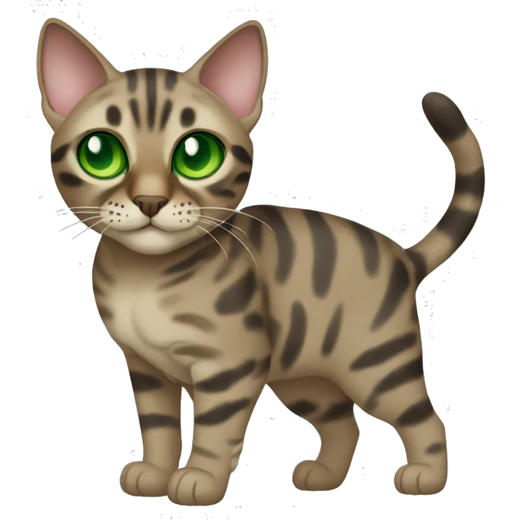 Sepia charcoal Bengal cat with Green eyes standing emoji