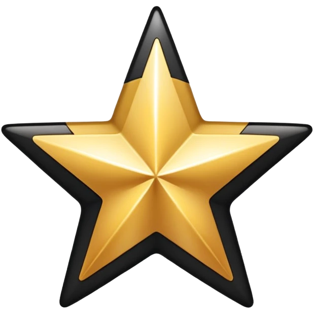 half golden and half black star, split horizontally emoji