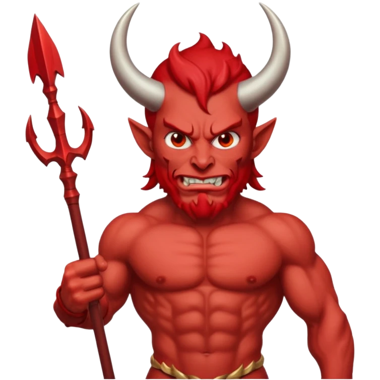red satan with Poseidon trident emoji