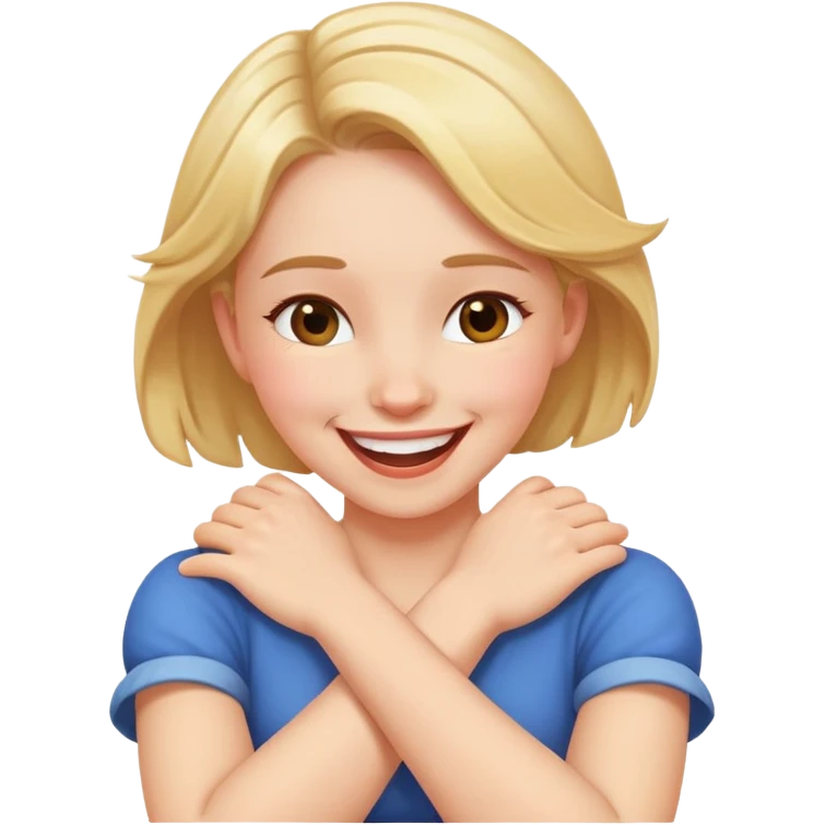 arms crossed holding neck laughing girl  emoji